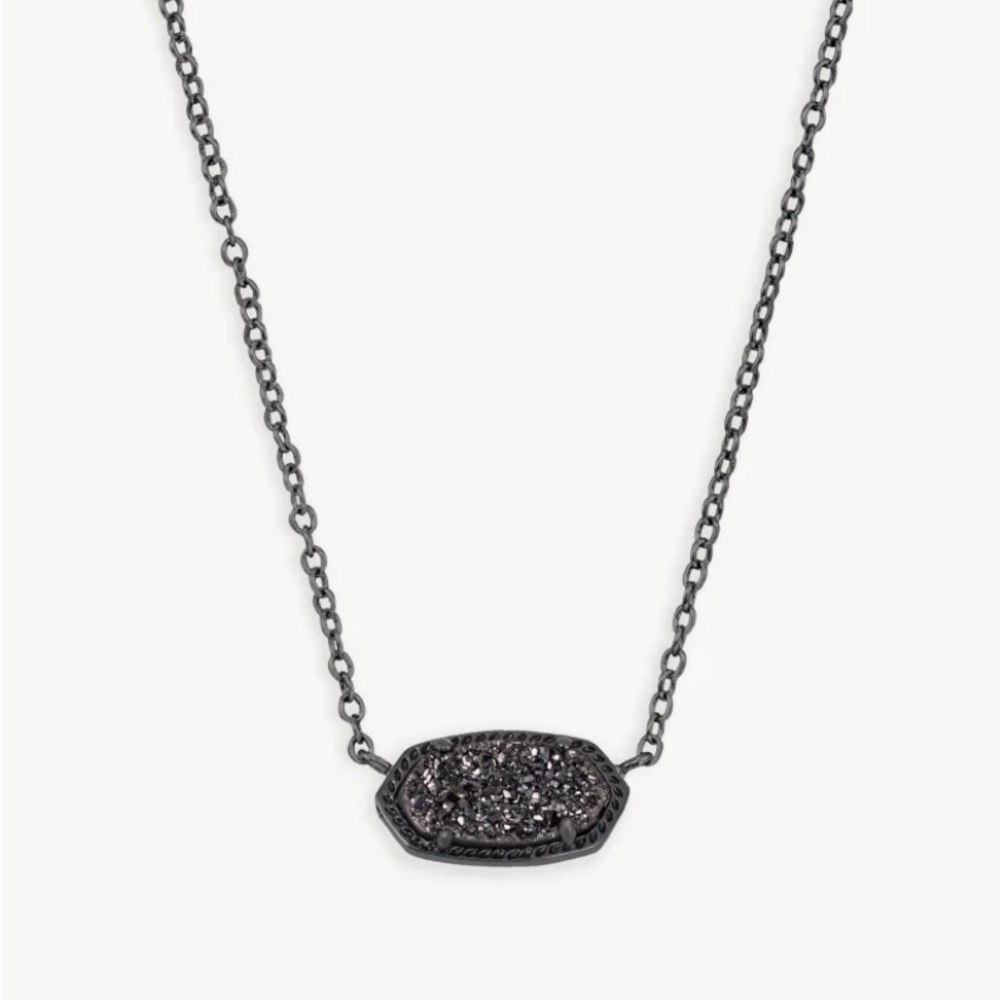 Kendra Scott Elisa Pendant Necklace in Black Drusy